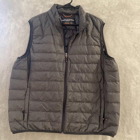 Hawke & Co Duck Downs Puffer Vest Lightweight Packable Men Sz Large Outdoor Gray - Picture 1 of 11